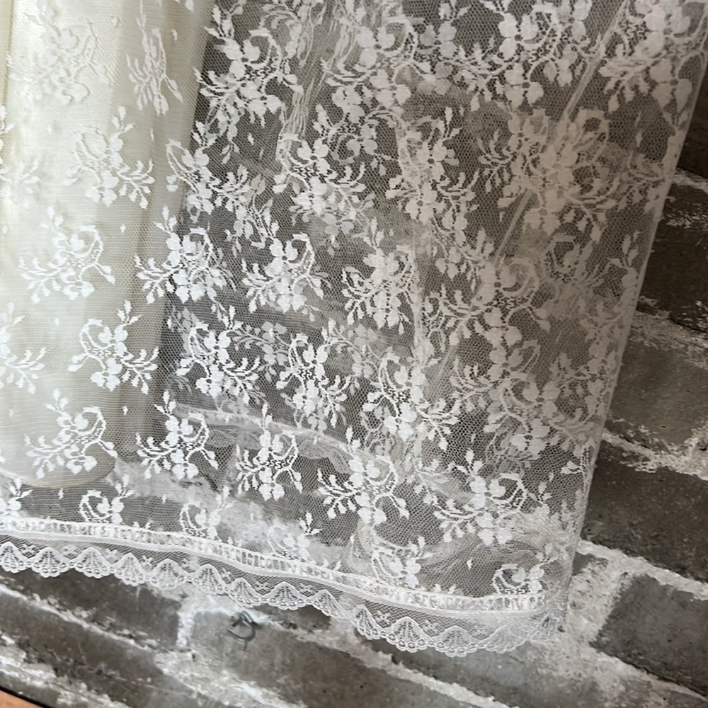 Vintage Jessica McClintock Off the Shoulder Ivory Lace Maxi Wedding Dress Size 8 - Picture 7 of 16